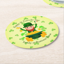 Ditt namnmeddelande St patricks day Leprechaun Gul Underlägg Papper Rund