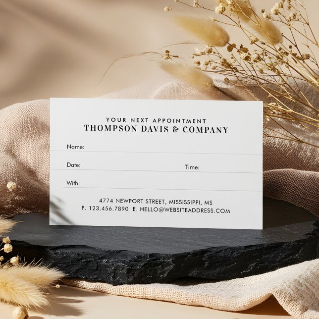 Ditt nästa Möte moderna varumärke för Professionel Tidsbeställning Kort (Your Next Appointment Modern Professional Brand)