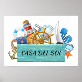 Ditt Nautical - Beach House-tecken Poster