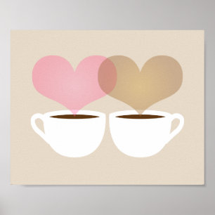 Ditt och mitt Kaffe koppar i Kärlek Art-utskrift Poster