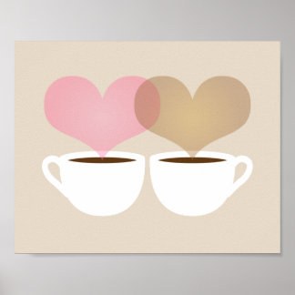 Ditt och mitt Kaffe koppar i Kärlek Art-utskrift Poster
