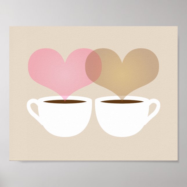 Ditt och mitt Kaffe koppar i Kärlek Art-utskrift Poster (Framsidan)