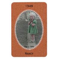 Ditt ovalfoto Namn, datum - Orange Sticka Mönster
