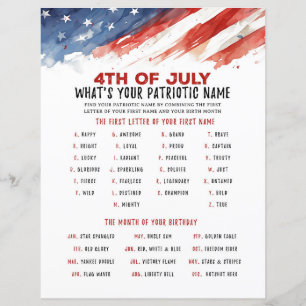 Ditt patriotiska Namn 4:e juli-Party-spel