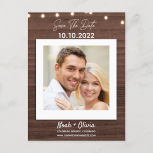 Ditt Photo Twinkle Light Rustic Wood sparar datume Meddelande Vykort