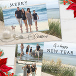 Ditt Photos Beach Collage-kort för julgranar - Hel Julkort<br><div class="desc">Ett julkort för elegant med tre Helgdagar av din egen anpassningsbar på en stranddesign. På baksidan kan du också lägga till ditt nyår-önskemål.</div>