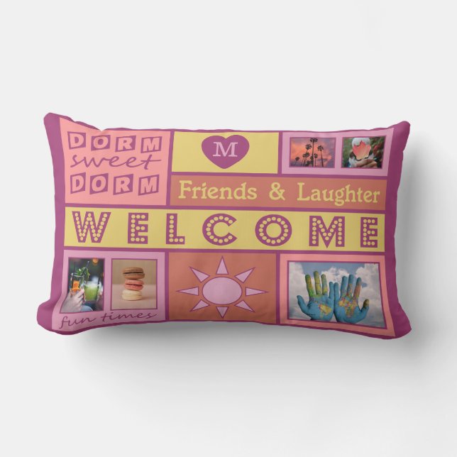 DITT PHOTOS & MONOGRAM-sovrum dekorativ kudde (Framsida)