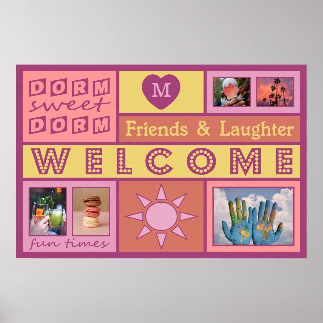 DITT PHOTOS- & MONOGRAM-sovrum för anpassningsbar  Poster (Framsidan)