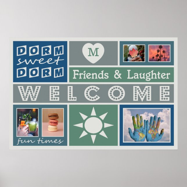 DITT PHOTOS- & MONOGRAM-sovrum för anpassningsbar  Poster (Framsidan)