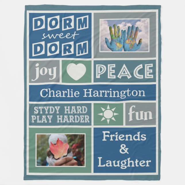 DITT PHOTOS & NAMN-anpassningsbarnas sovrumsfilt Fleecefilt (Framsidan)