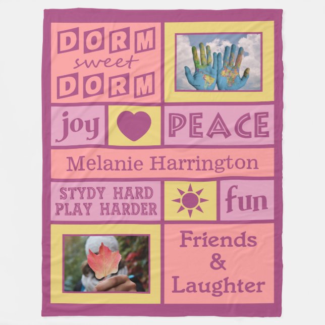 DITT PHOTOS & NAMN-anpassningsbarnas sovrumsfilt Fleecefilt (Framsidan)