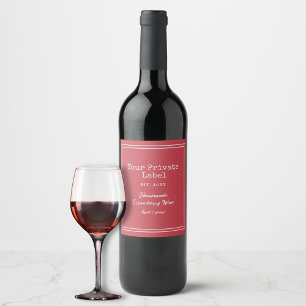Ditt privata märke Homemade Strawberry Vin Vinflaska Etikett