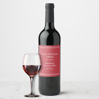 Ditt privata märke Homemade Strawberry Vin Vinflaska Etikett