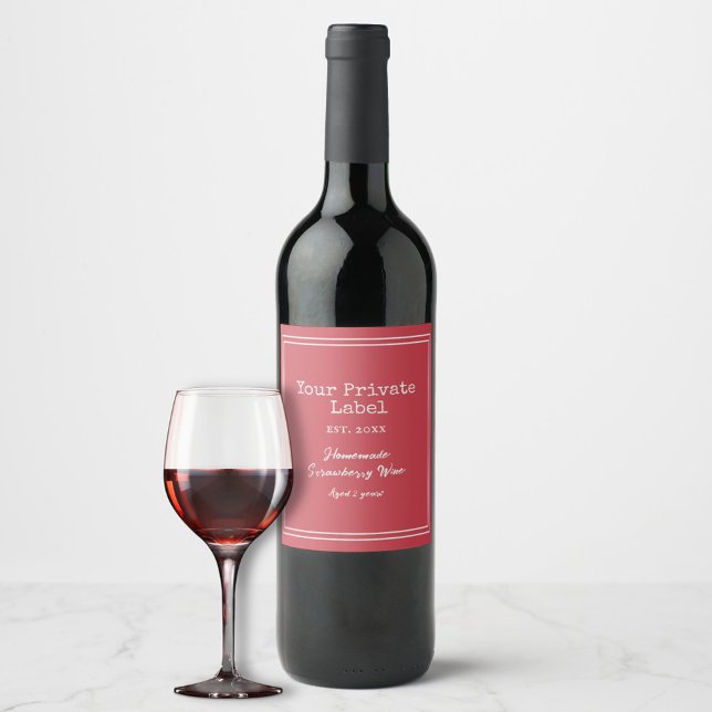 Ditt privata märke Homemade Strawberry Vin Vinflaska Etikett (Skapare uppladdad)