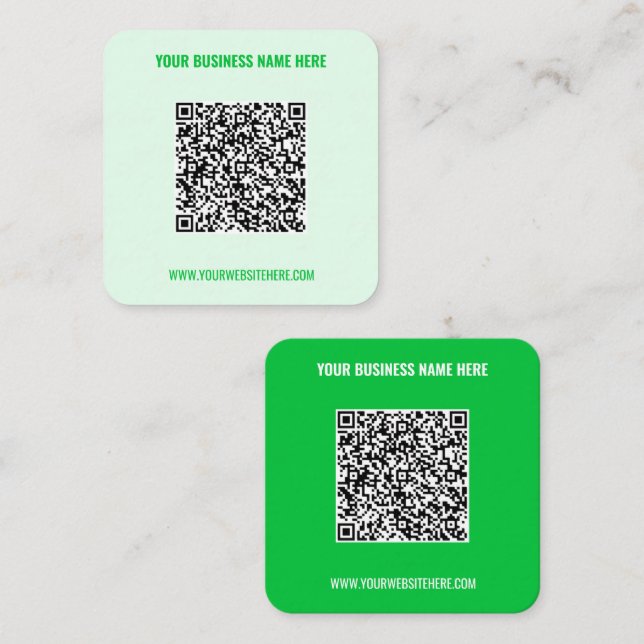 Ditt QR-kod Affärskort Exempel Välj Färger Fyrkantigt Visitkort (Fram/baksida)