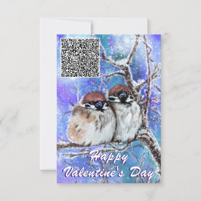 Ditt QR-kort Önskemål Bird Valentine Day Card Kort (Framsida)