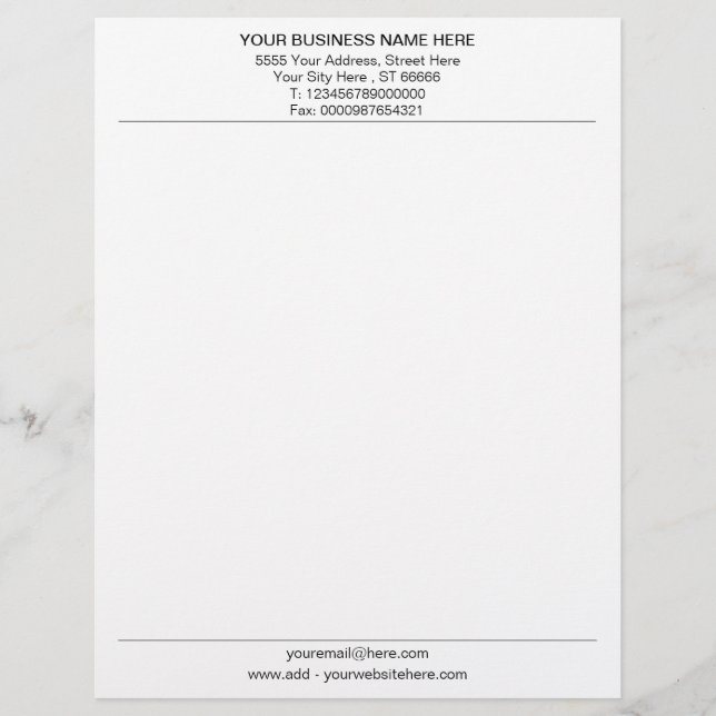 Ditt QR-nummer - Business Namn Adress Info-blankte Brevhuvud (Framsida)