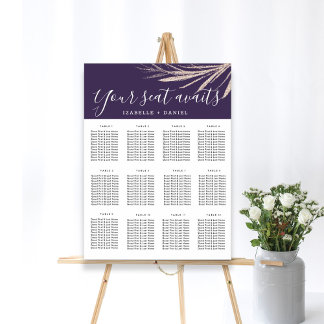 Ditt säte sparar sittplatskartor för Lila Bröllop Poster