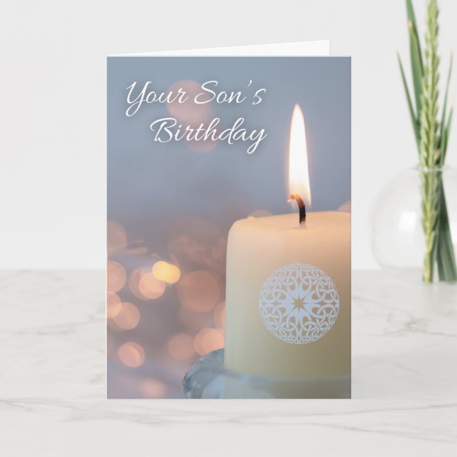 Ditt sons Birthday-minne med ljus Kort (Framsida)