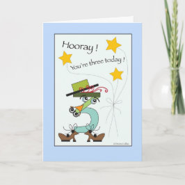 Ditt tre Junior Blue Trim Birthday Card Kort