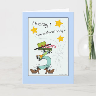 Ditt tre Junior Blue Trim Birthday Card Kort
