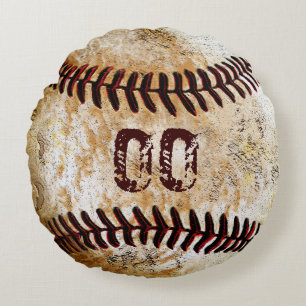 Ditt TRÖJNUMMER Runda Vintage Baseboll Kuddar