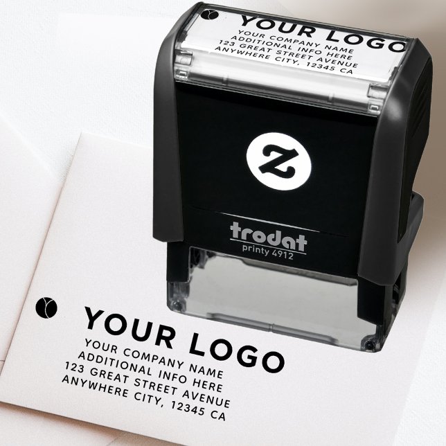 Ditt Vågrät Logotyp Adress Modern Självfärgande Stämpel (logo return address stamp)