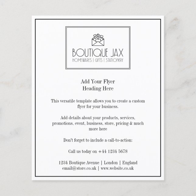 Ditt varumärke och din Logotyp - enkel vit Flygblad (Framsidan)