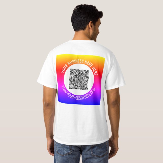 Ditt Varumärkes QR-kod T-Shirt Exempel (Hel baksida)