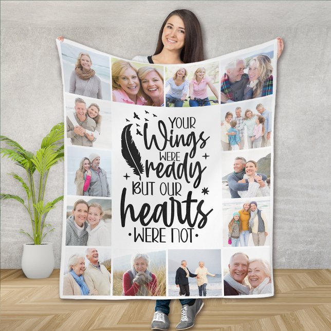 Ditt Vingar var Redo Multi Photo Memorial Fleecefilt (Skapare uppladdad)