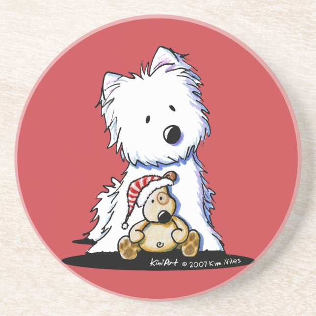 Ditto- och Pudge Westie-Hund Underlägg Sandsten (Framsidan)