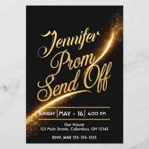 DITY PROM SEND-OFF Shimmering Guld Dust Luxurious Flygblad