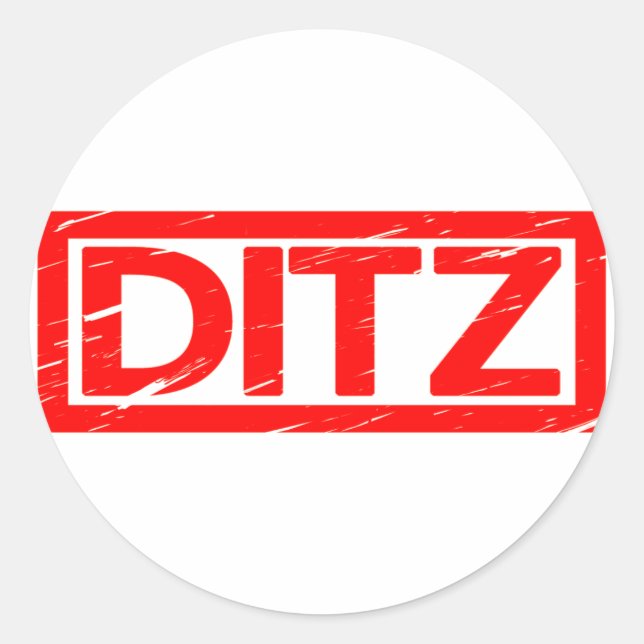Ditz Frimärke Runt Klistermärke (Framsida)