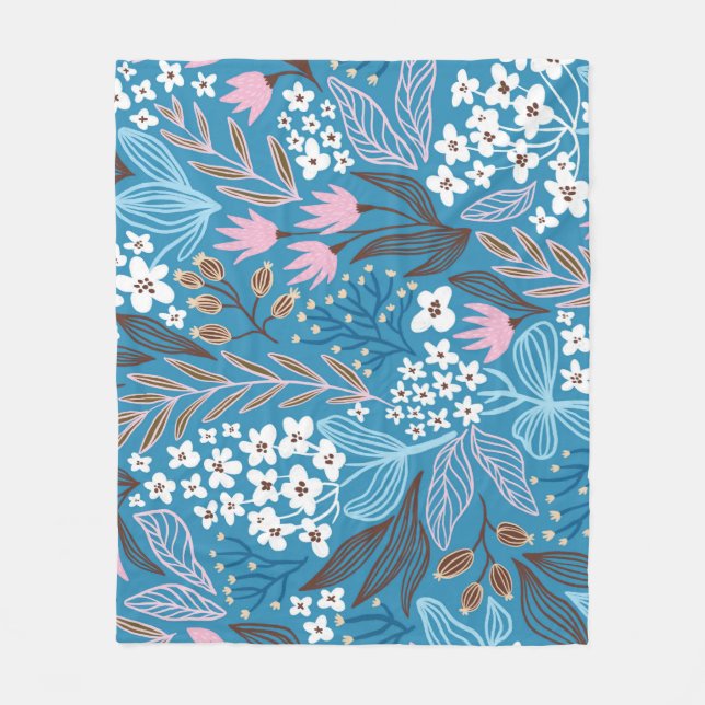 Ditzy Blommigt: Vintage Vår Design. Fleecefilt (Framsidan)