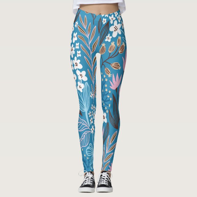 Ditzy Blommigt: Vintage Vår Design. Leggings (Framsida)
