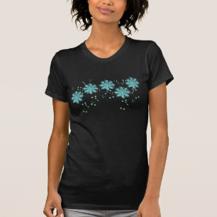 Ditzy Daisy i Scuba Blue på Brown T-shirt