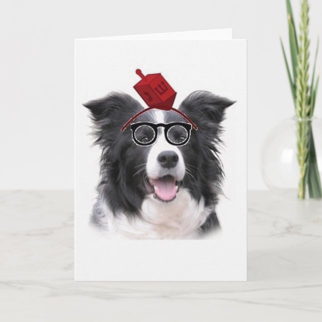 Ditzy Dogs~Original hälsningCard~Border Collie Helgkort (Framsida)