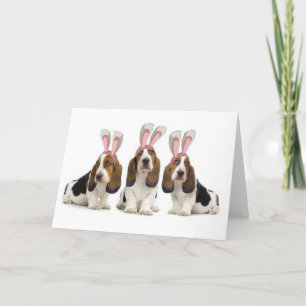 Ditzy Dogs~Original Notecard~Basset Hounds~Easter Helgkort