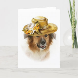Ditzy Dogs~Original Notecard~Border Collie~Easter Helgkort