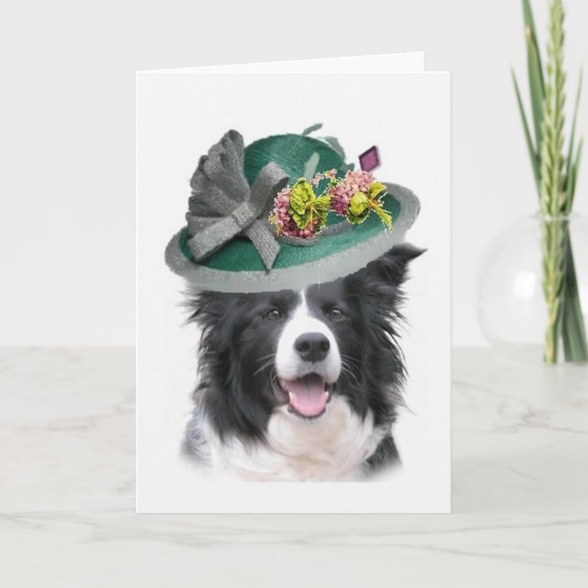 Ditzy Dogs~Original Notecard~Border Collie~Easter Helgkort (Framsida)