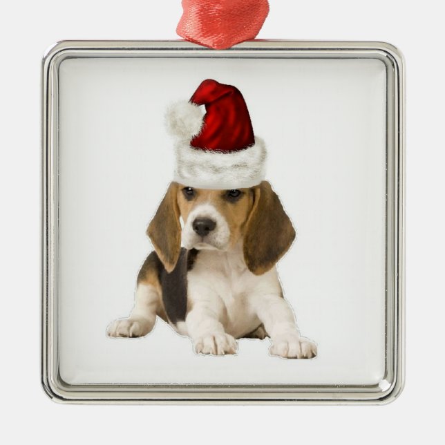 Ditzy Dogs~Original Ornament~Beagle~Christmas Julgransprydnad Metall (Framsidan)