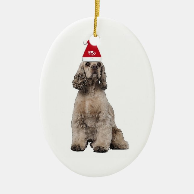 Ditzy Dogs~Original Ornament~Cocker Spaniel Julgransprydnad Keramik (Framsidan)