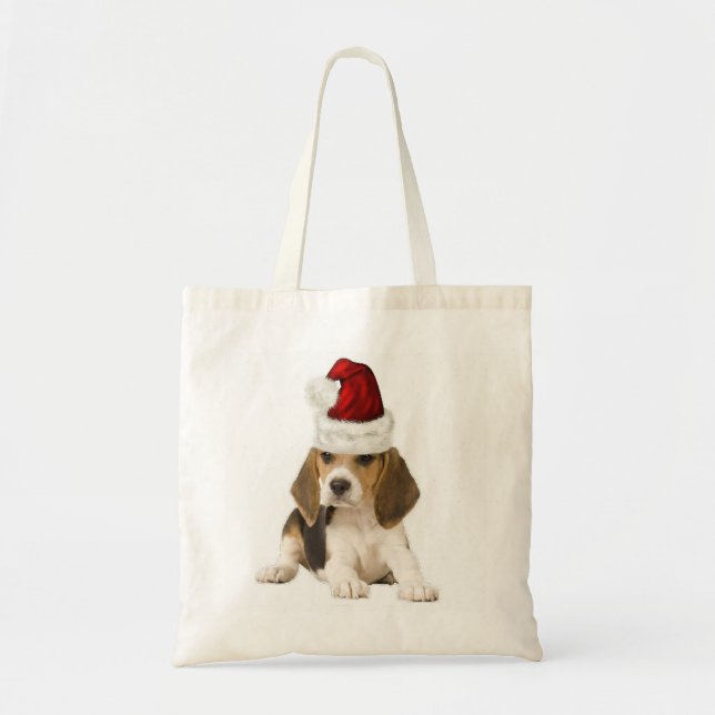 Ditzy Dogs~Original Tote~Beagle~Christmas Tygkasse (Framsidan)