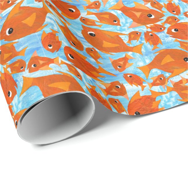Ditzy Orange Fishing on Watery Blue Wrapping Pappe Presentpapper (Rullad Hörn)