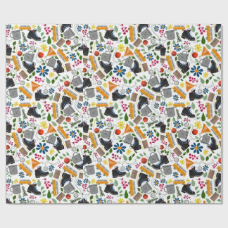 Ditzy Whimsical Hiking Mönster Presentpapper