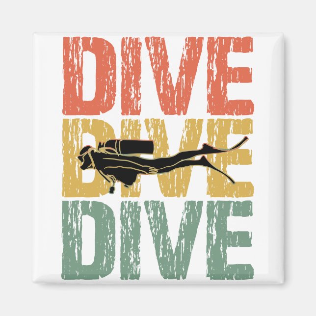 Div Dive - dykardykning under vatten Magnet (Framsidan)