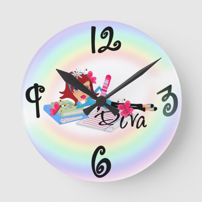Diva - Anpassningsbar Square Wall Clock Rund Klocka (Framsida)