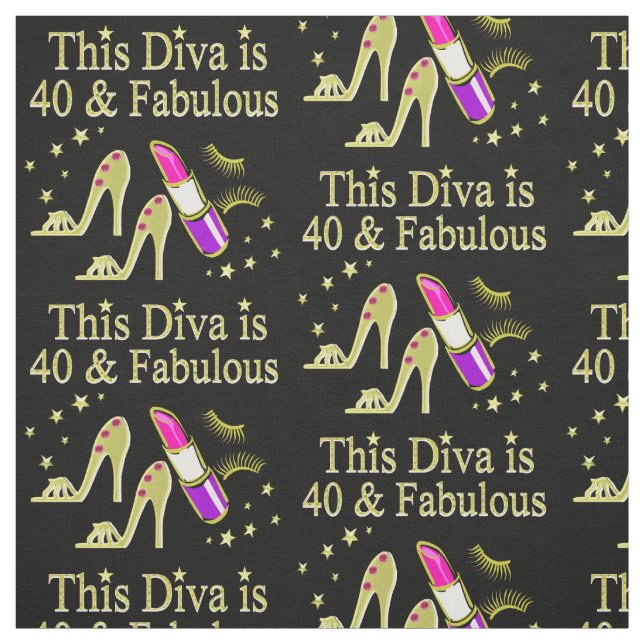 DIVA ÄR 40 OCH FABULÖSA HÖGA HÖGHEEL I GULD TYG (Provkarta)