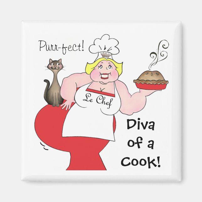 "Diva av en Cook!" Big Girl Roligt Magnets Magnet (Framsidan)