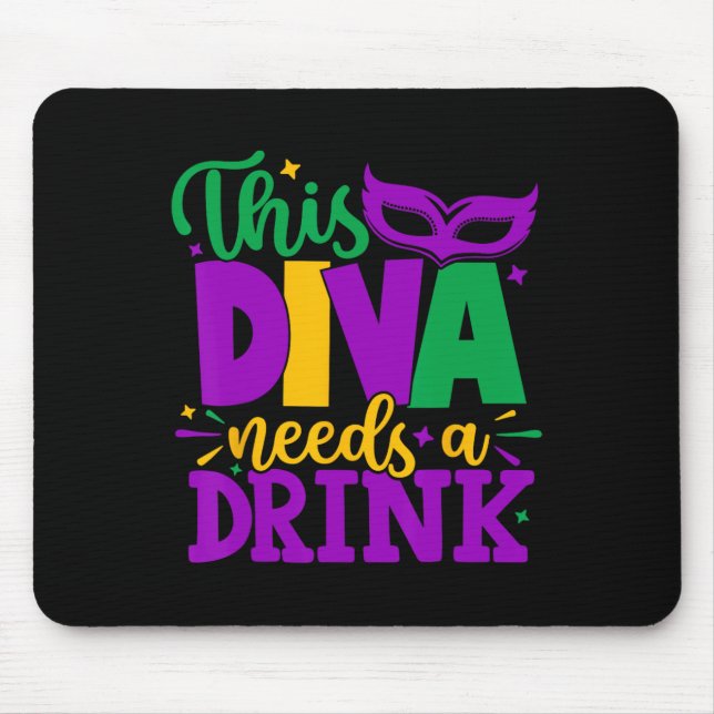 Diva behöver en drink Mardi Gras Diva Louisiana Musmatta (Framsidan)
